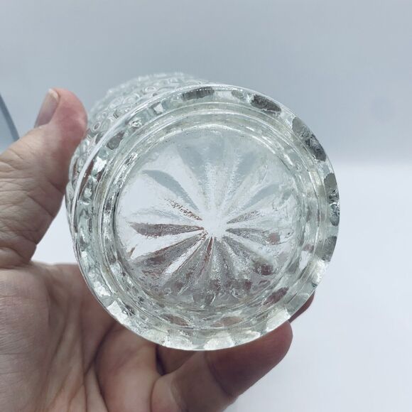 Clear Glass Tumbler w/Fan Diamond Pattern 3.75 In Tall x 3.25 “ Diameter - Picture 4 of 6